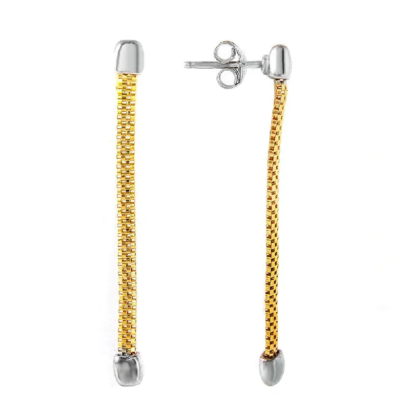 custom-made earrings for women -Silver 925 Gold Plated Dangling Single Strand Earrings - ITE00068GP