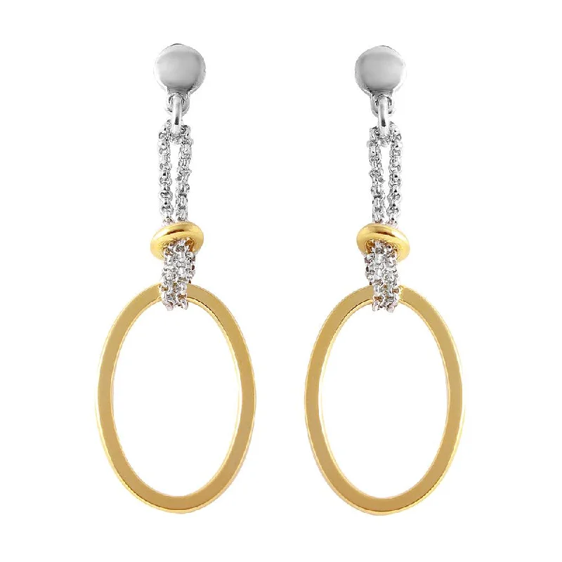 gold earrings for women -Silver 925 Gold Plated Dangling Open Oval Earrings - ITE00071GP