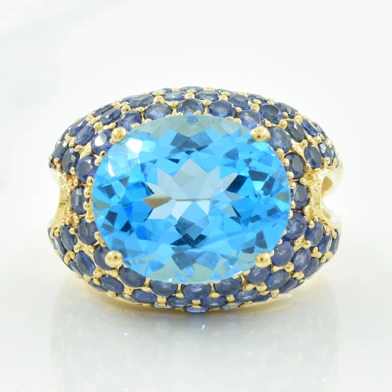 Blue Topaz & Sapphire Ring | 10.00ct, 3.00ctw | SZ 6.25 |