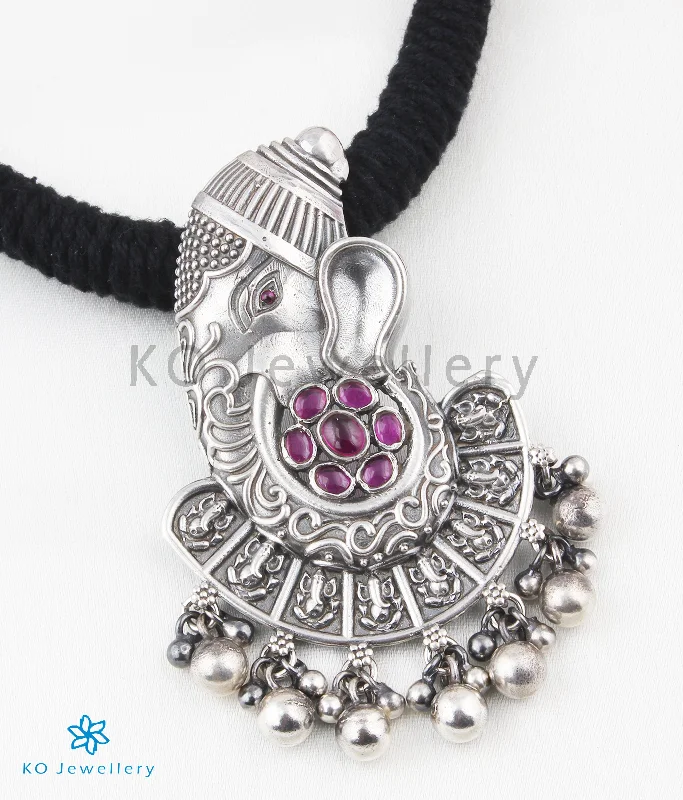 women’s necklaces -The Vighnaharta Silver Ganesha Thread Necklace