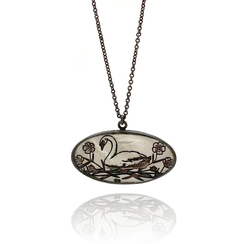 pendant necklaces for women -Floral Swan Necklace