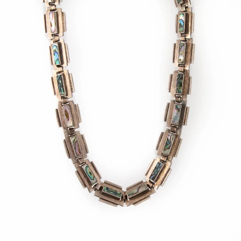 elegant heart-shaped necklaces for women -1970's Mexican Abalone Necklace