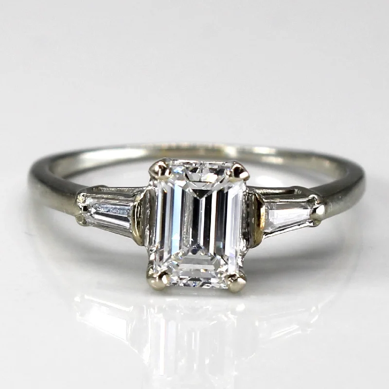 custom engagement rings for women -Three Stone Emerald Cut Diamond Engagement Ring | 1.16ctw VS1 G/H | SZ 7 |