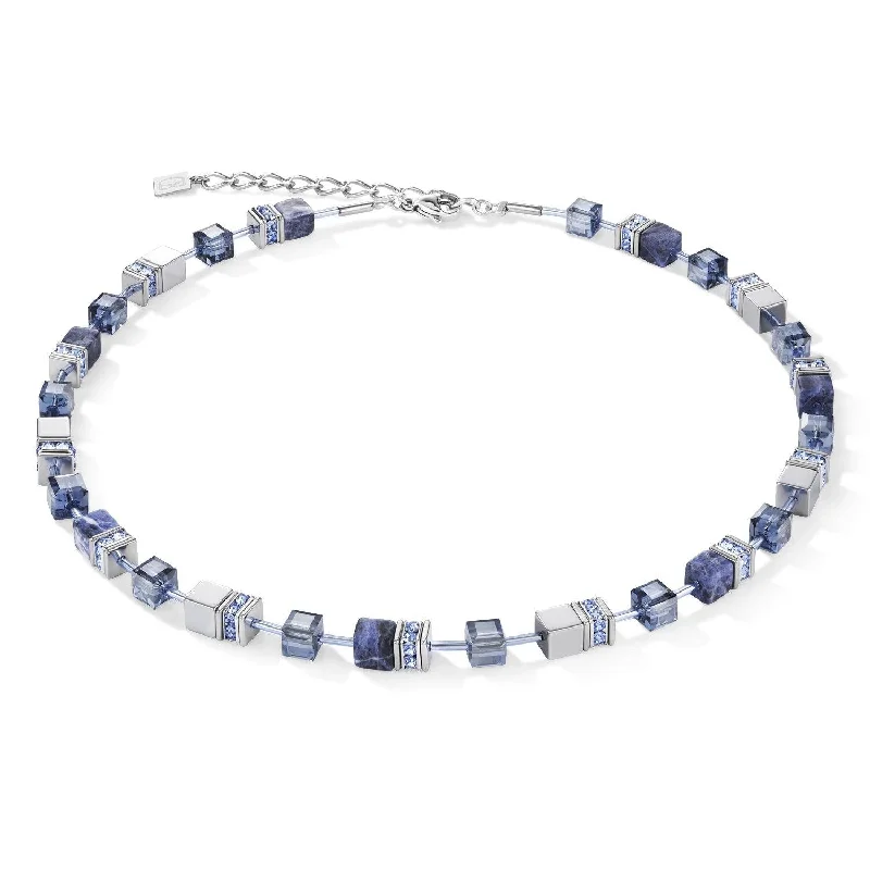 stylish necklaces for women -Coeur De Lion GeoCUBE® Sodalite & Haematite Blue Necklace