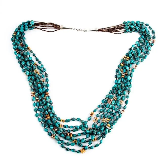 designer name necklaces for women -Turquoise Heishi Cluster Necklace