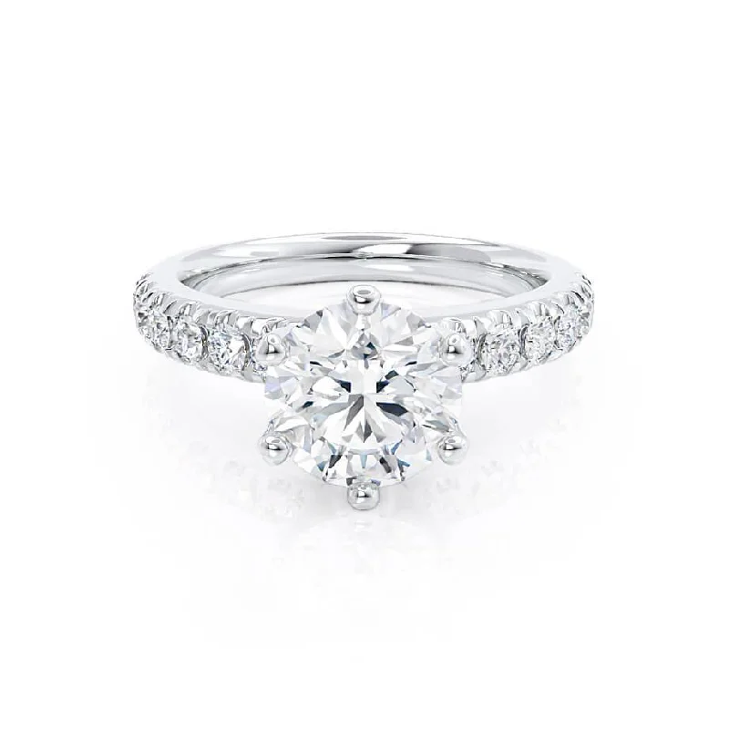 silver diamond engagement rings -1.90 CT Round Shaped Moissanite Solitaire Style Engagement Ring