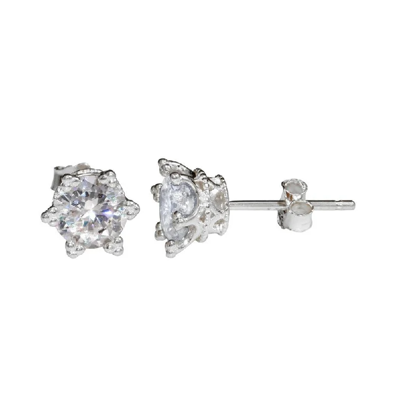 chandelier earrings for women -Rhodium Plated 925 Sterling Silver Star Stud Earrings - STE01148RH