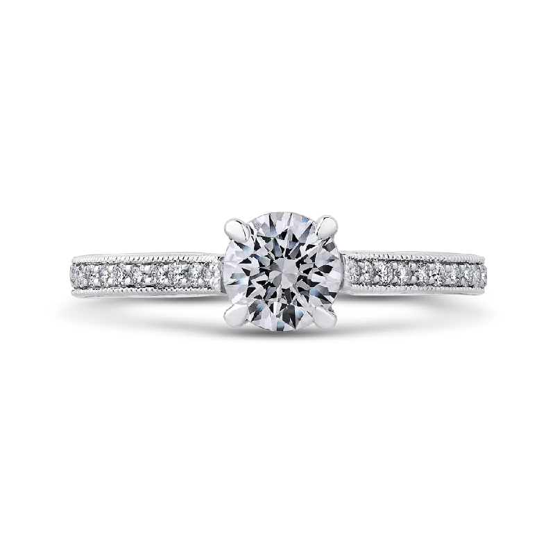 heart-shaped engagement rings -14K White Gold Round Diamond Classic Engagement Ring