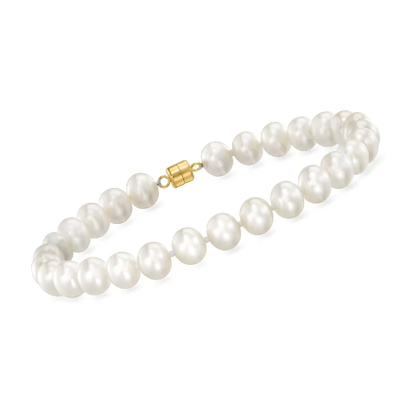 Ross-Simons 6-7mm Cultured Pearl Bracelet With 14kt Yellow Gold Magnetic Clasp