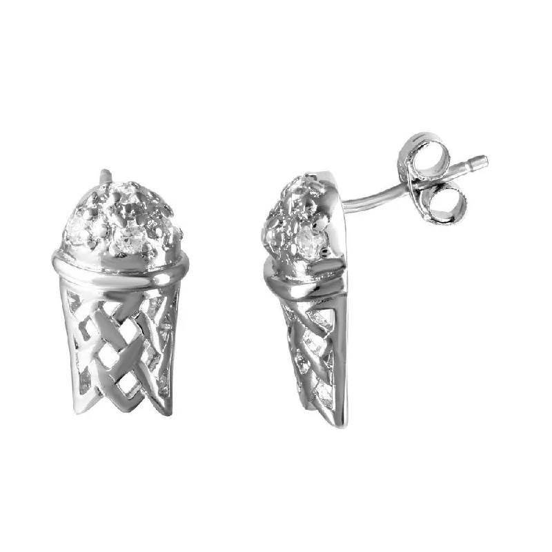 women’s chandelier earrings -Final Price-Rhodium Plated 925 Sterling Silver Basketball Hoop CZ Men's Earrings - STEM035