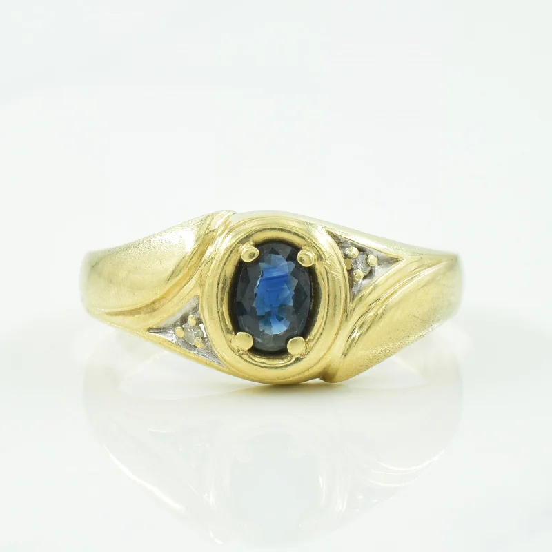 Blue Sapphire & Diamond Ring | 0.30ct, 0.02ctw | SZ 10.5 |