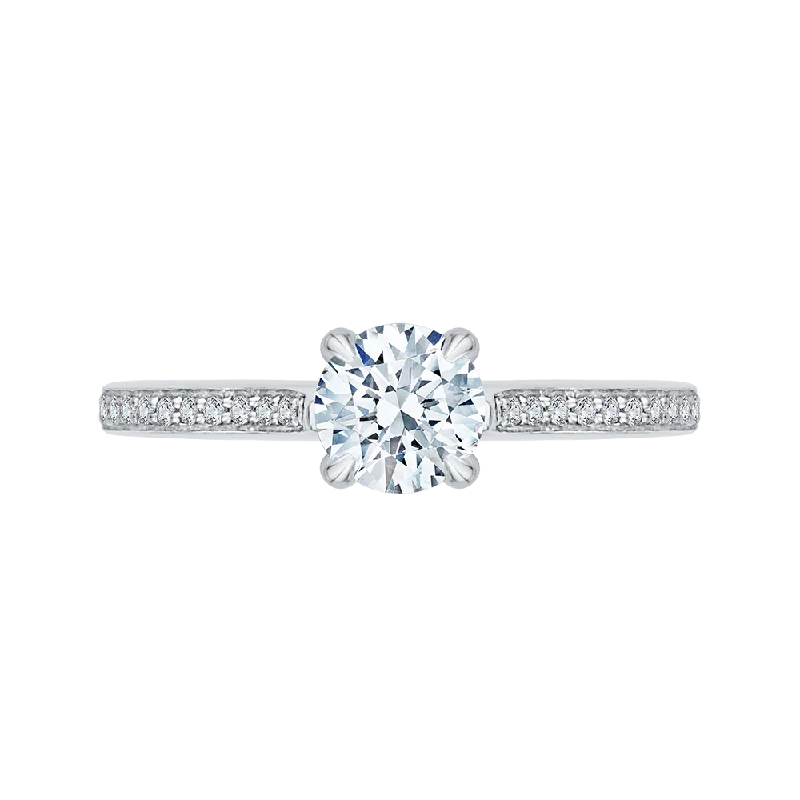 vintage engagement rings for women -14K White Gold Round Cut Diamond Engagement Ring