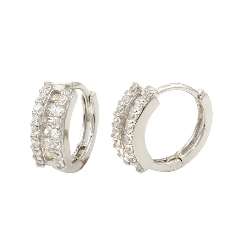 cute earrings for women -Rhodium Plated 925 Sterling Silver huggie hoop Earrings - GME00064