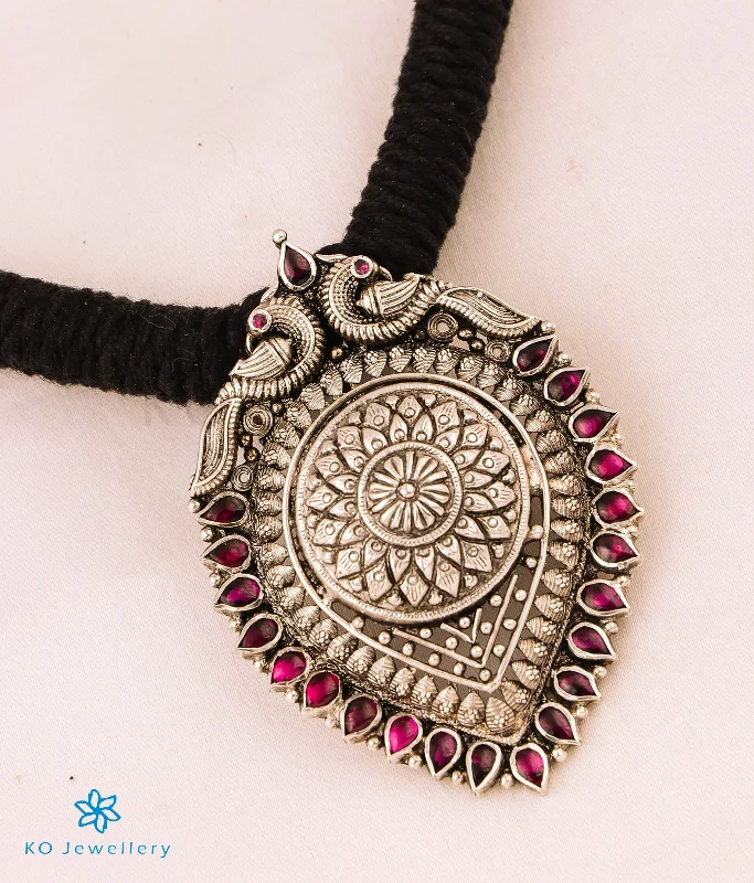 silver pendant necklaces for women -The Vyoma Silver Thread Necklace (Oxidised/Black)