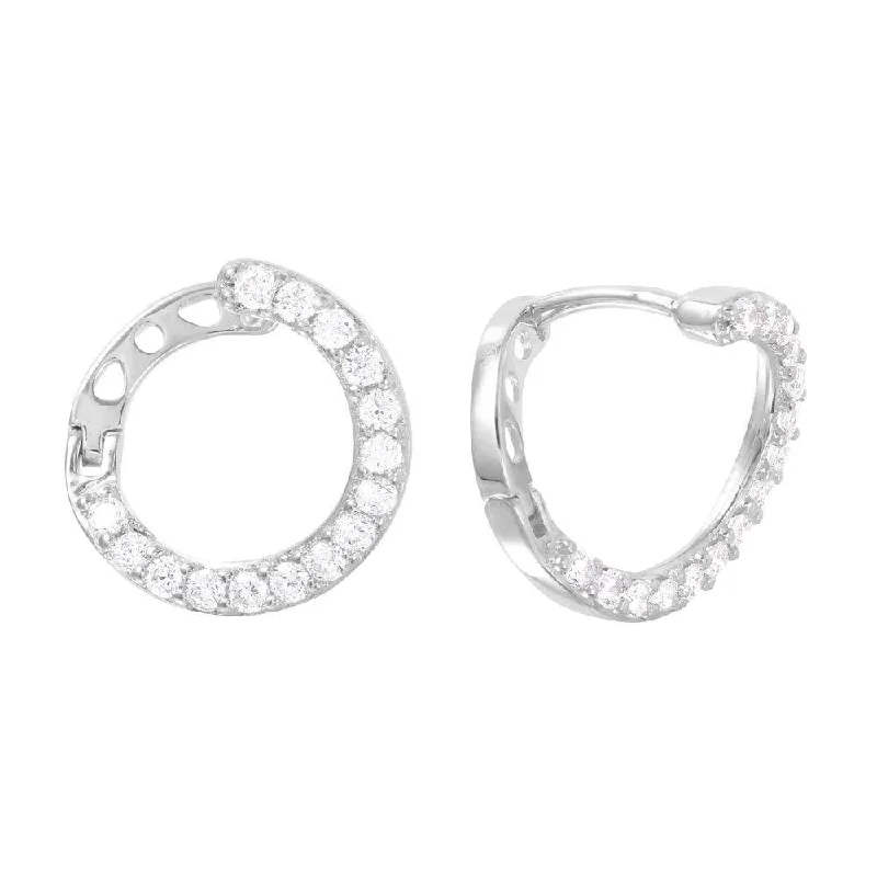 handmade gemstone earrings -Silver 925 Rhodium Plated CZ Twisted Hoop Earrings - GME00019