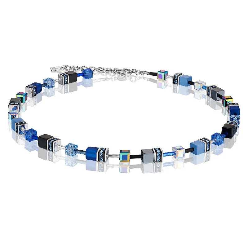 elegant gold necklaces for women -Coeur De Lion Cobalt Blue Grey Swarovski® Crystals GeoCUBE® Necklace