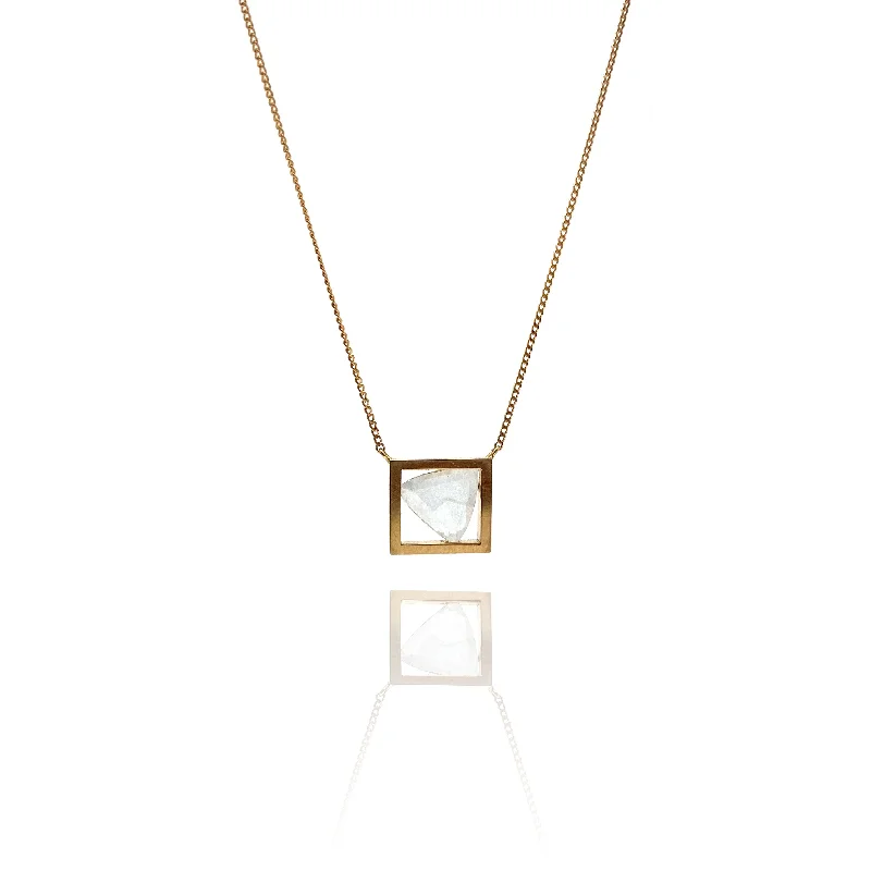 heart-shaped pendant necklaces for women -Diamond Square Necklace