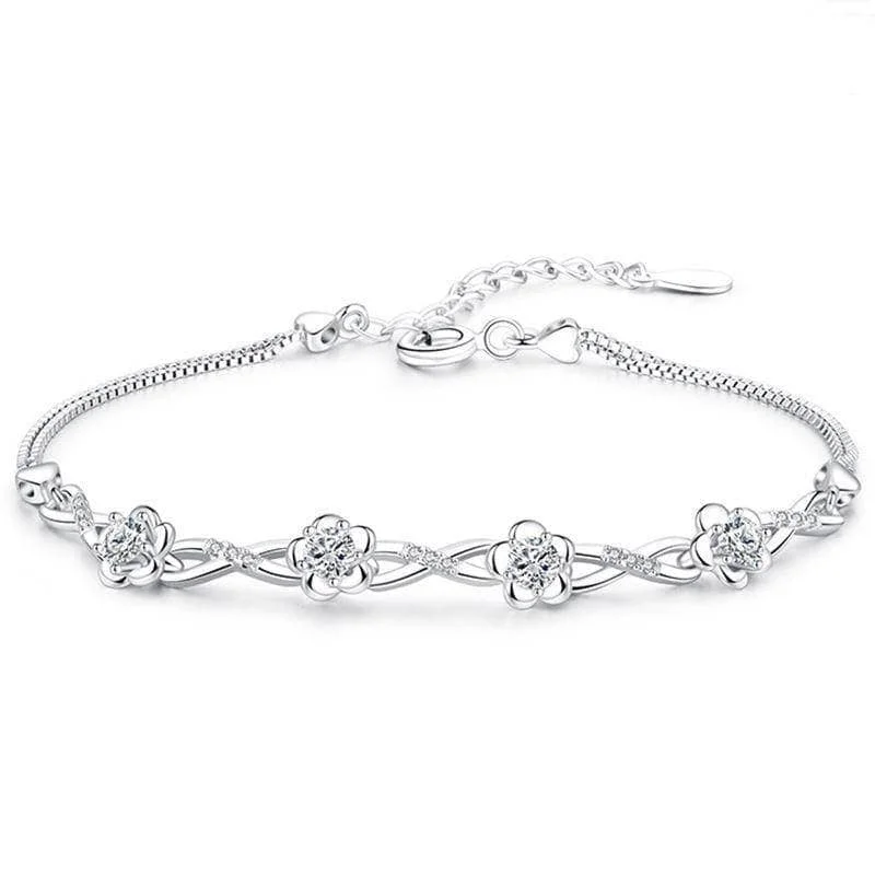 Platinum & Silver Flower Sweet Bracelet