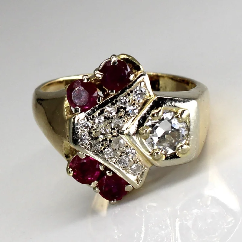 Chevron Diamond & Ruby Ring | 0.63ctw | 0.80ctw | SZ 9 |