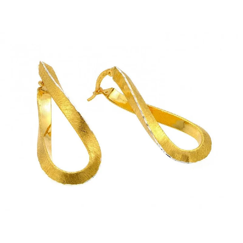 glamorous earrings for women -Silver 925 Gold Plated Twisted Italian Stud Earrings - ITE00076GP