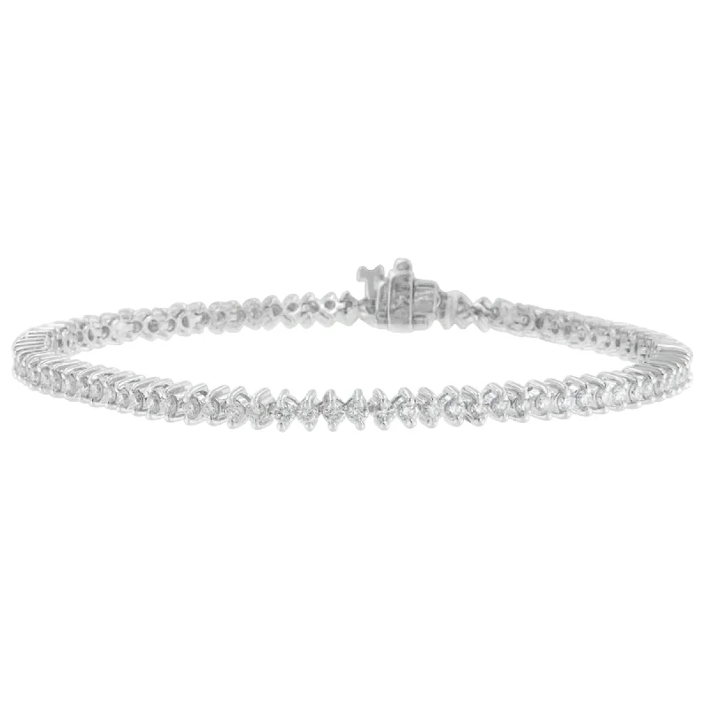 14K White Gold Round Cut Diamond Tennis Bracelet