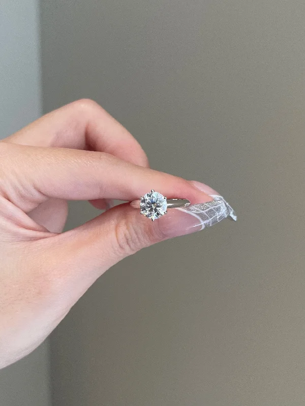 vintage inspired diamond engagement rings -2.0ct Round Cut Solitaire Moissanite Diamond Engagement Ring