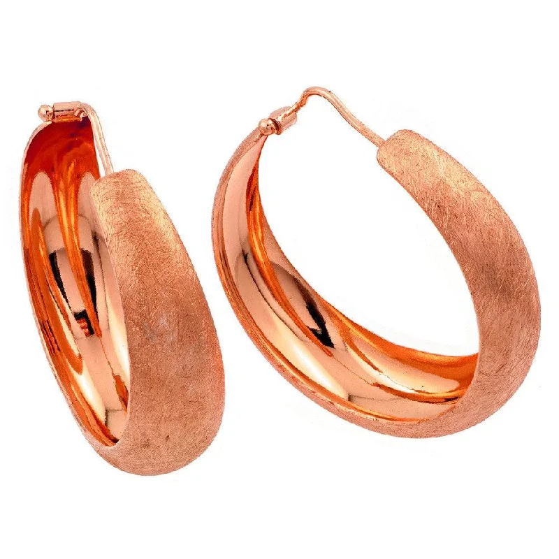 vintage-inspired earrings for women -Silver 925 Rose Gold Plated Hoop Earrings - ITE00081RGP