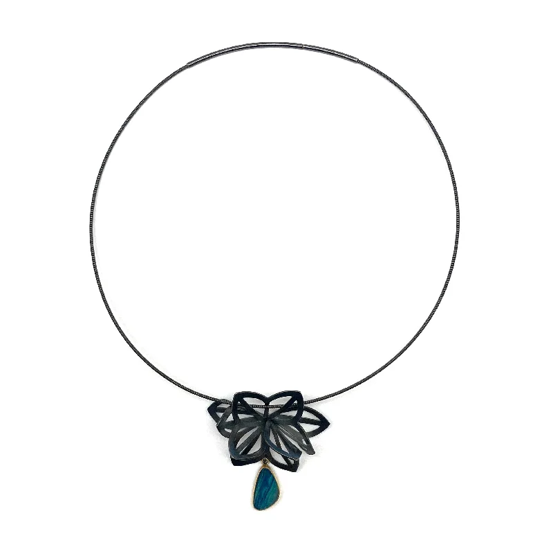 symbolic necklaces for women -Opal Dahlia Origami Necklace