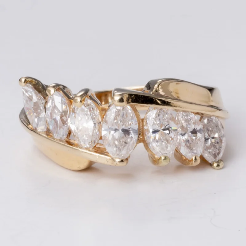 Marquise Diamond Bypass 14k Yellow Gold Ring | 1.60 ctw | SZ 5