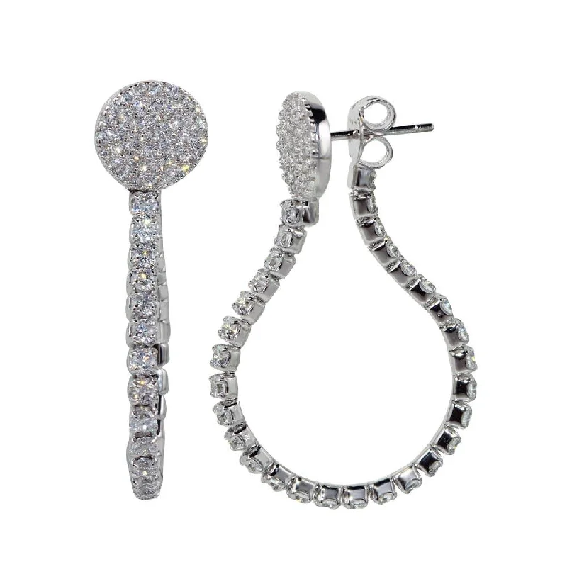 matching earrings for women -Rhodium Plated 925 Sterling Silver Flexible Tennis Earrings with CZ - BGE00584