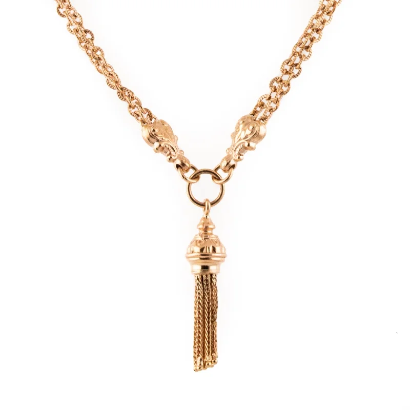 statement pendant necklaces for women -Ornate Rose Gold Watch Chain