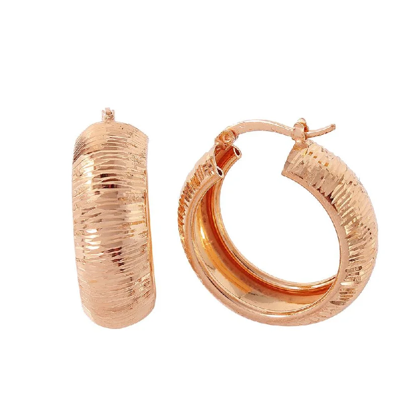 gemstone stud earrings for women -Silver 925 Rose Gold Plated Armadillo Hoop Earrings - ITE00066RGP