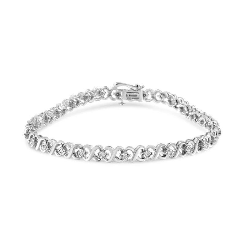 .925 Sterling Silver 1/3 Cttw Miracle Plate Round-Cut Diamond Infinity Link Bracelet