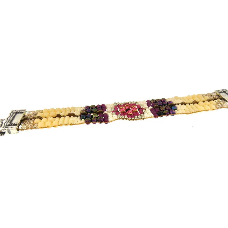 Chili Rose Raspberry and Cream Silver Tip Bracelet