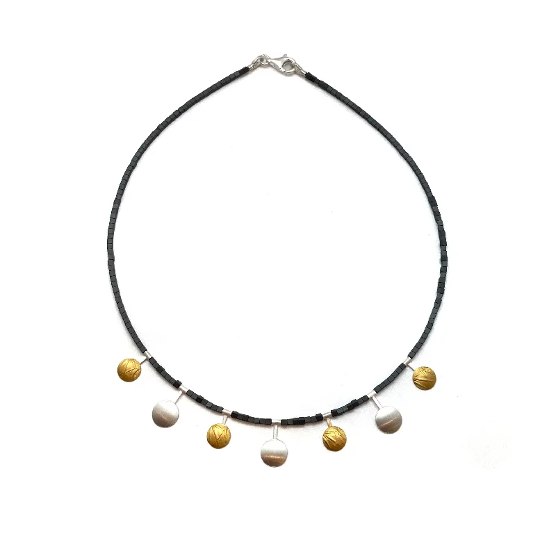 designer choker necklaces for women -Dangling Disc Hematite Necklace