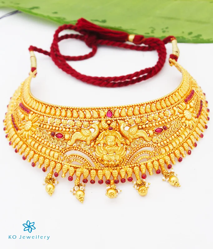 large statement necklaces for women -The Snigdha Silver Bridal Lakshmi Necklace