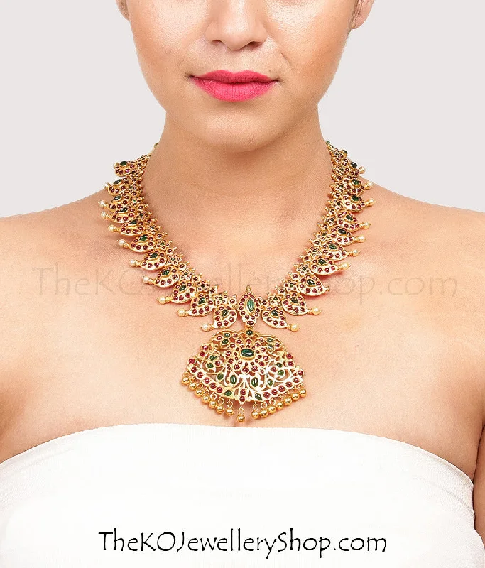 wedding day necklaces for women -The Rasala Manga Malai Silver Necklace