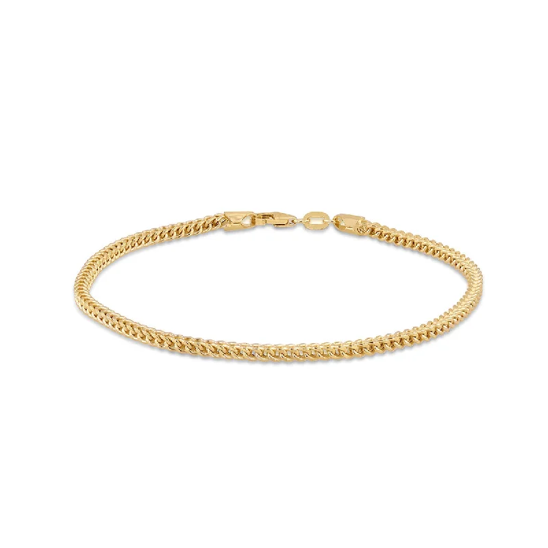 9K Yellow Gold Franco Link Chain Bracelet/ 8"