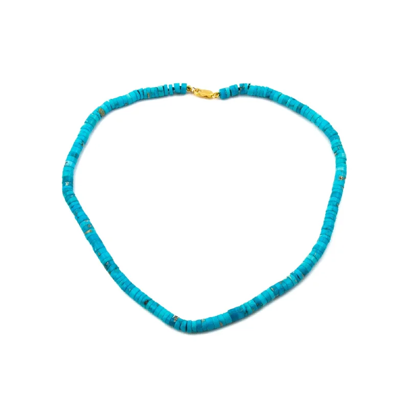 handcrafted necklaces for women -Heat Treated Turquoise Heishi Necklace 1