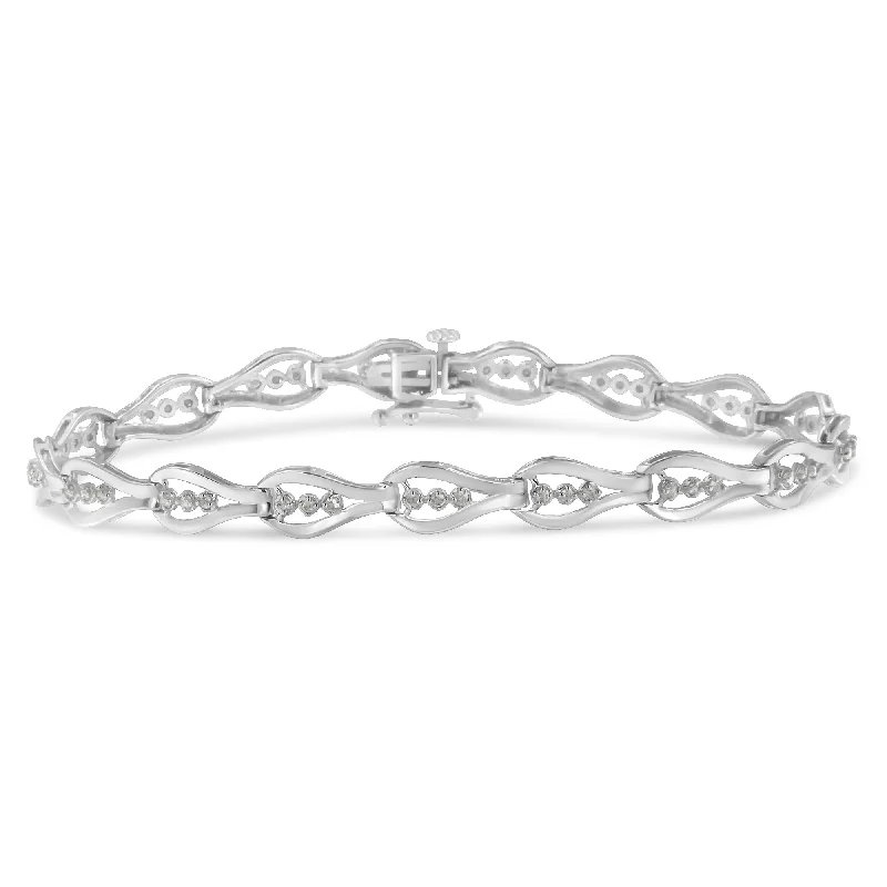 Sterling Silver Diamond Link Bracelet