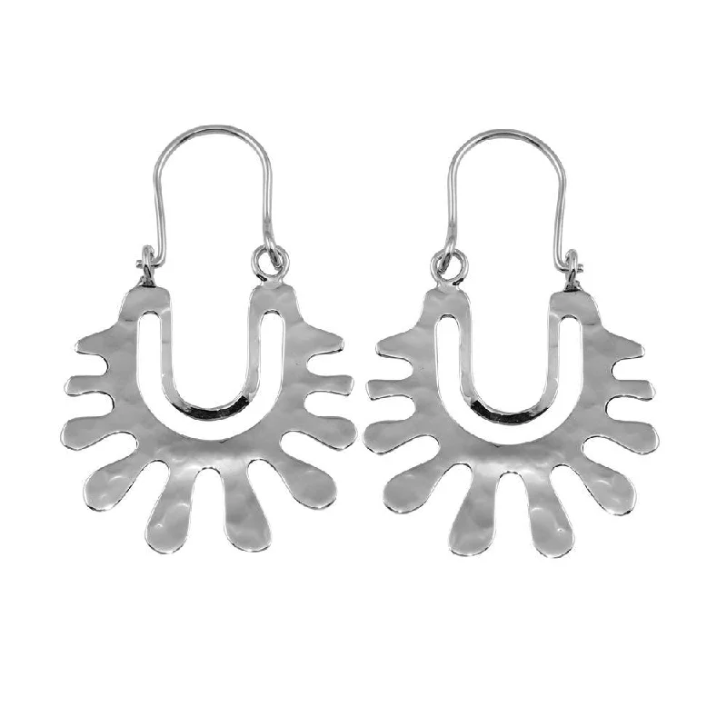 high-end earrings for women -Rhodium Plated 925 Sterling Silver Dangling Splatter Earrings - TRE00016