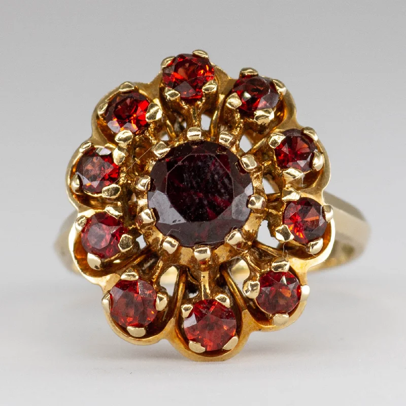 Garnet 14k Cluster Ring | 1.76 ctw | SZ 6.5 |