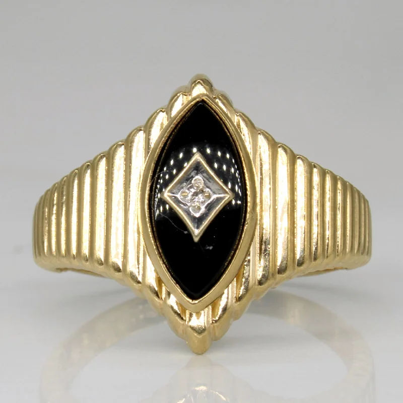 Onyx & Diamond Cocktail Ring | 1.50ct, 0.01ct | SZ 8 |