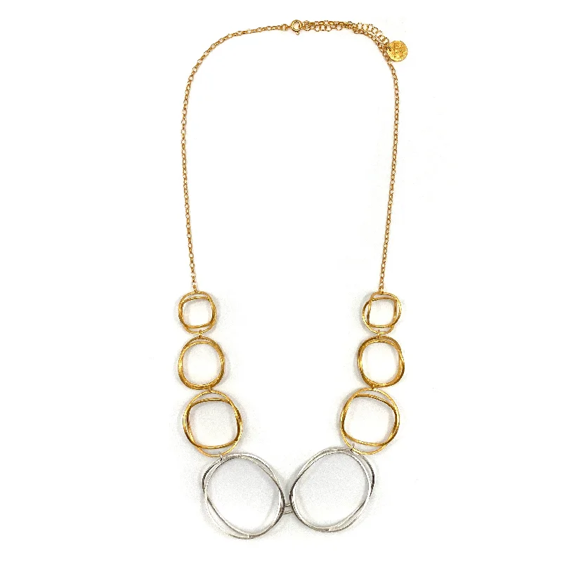 designer name necklaces for women -Silver and Gold Circles Necklace