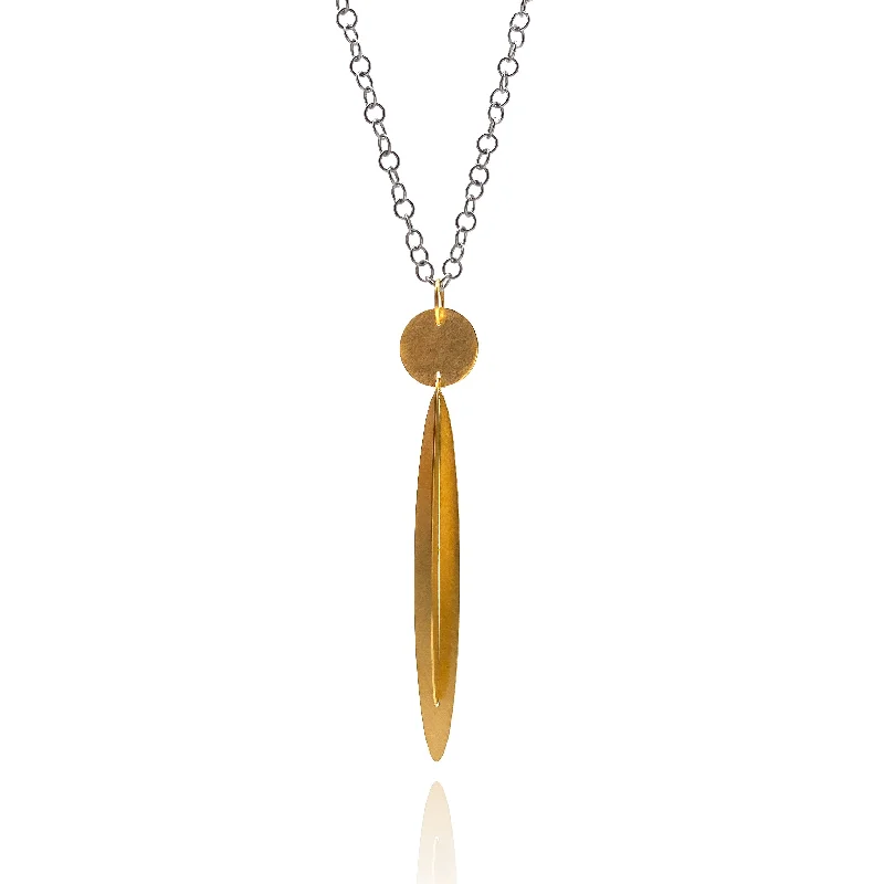 trendy gold necklaces for women -Long Gold Geometric Pendant Necklace