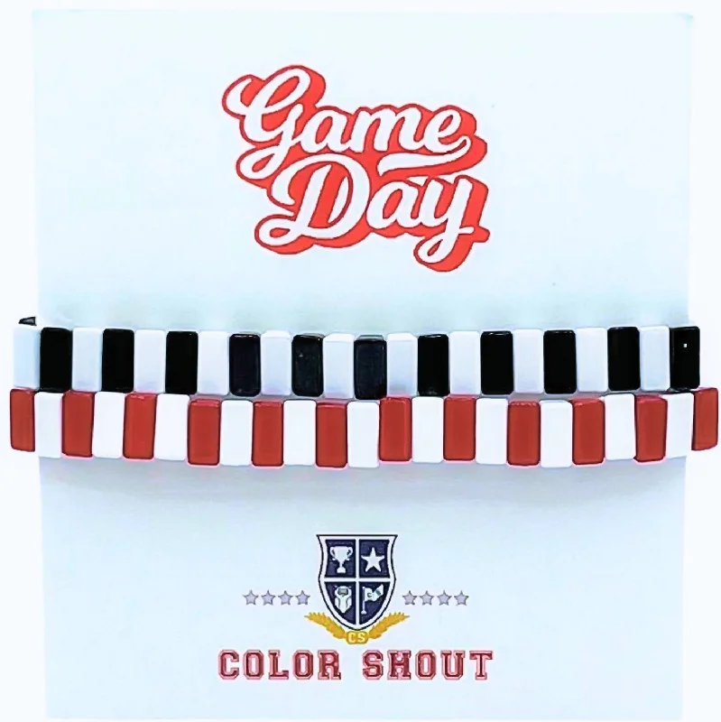 Unisex - Game Day: Team Colors Enamel Tile Double Stack Bracelet In Red/black