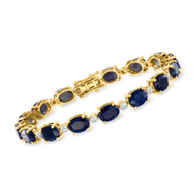 Ross-Simons Sapphire and . Diamond Bracelet in 14kt Yellow Gold