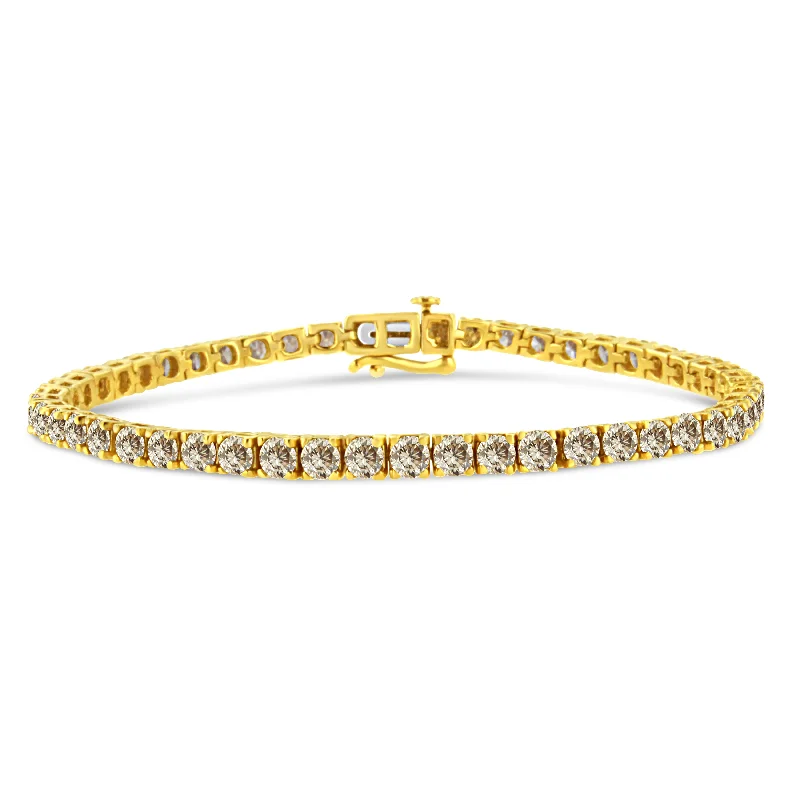 14K Yellow Gold Plated .925 Sterling Silver 8.0 Cttw Diamond Classic Link Tennis Bracelet