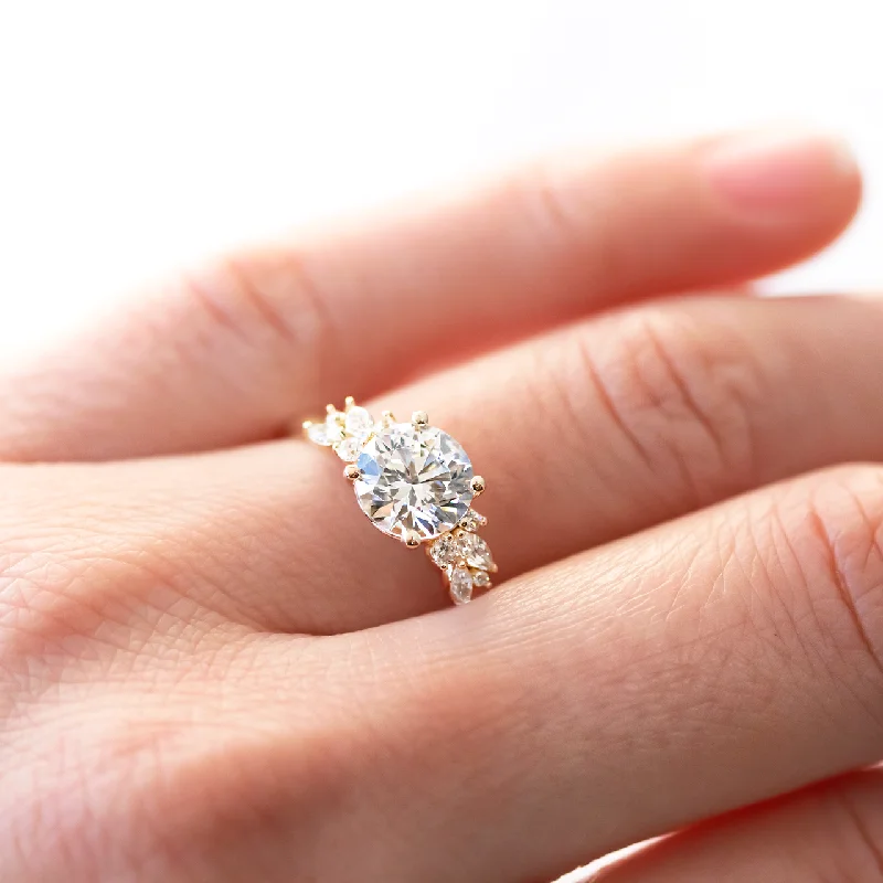 vintage inspired diamond engagement rings -1 CT Round Cut Moissanite Engagement Ring