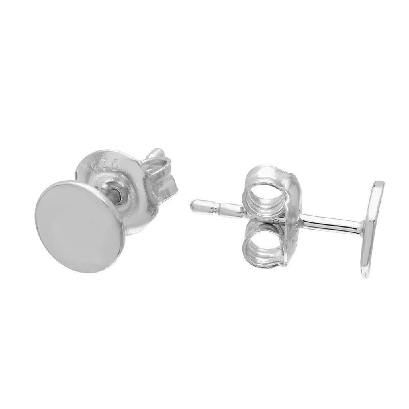 gemstone stud earrings for women -Silver 925 Rhodium Plated Disc Stud Earrings - GME00077